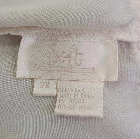 Soft Surroundings Drawstring Neck Long Sleeve Silk Top - Picture 2 of 15